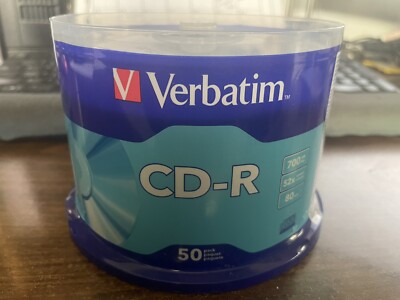 50 VERBATIM Blank 52X CD-R CDR Branded Logo 700MB Media Disc