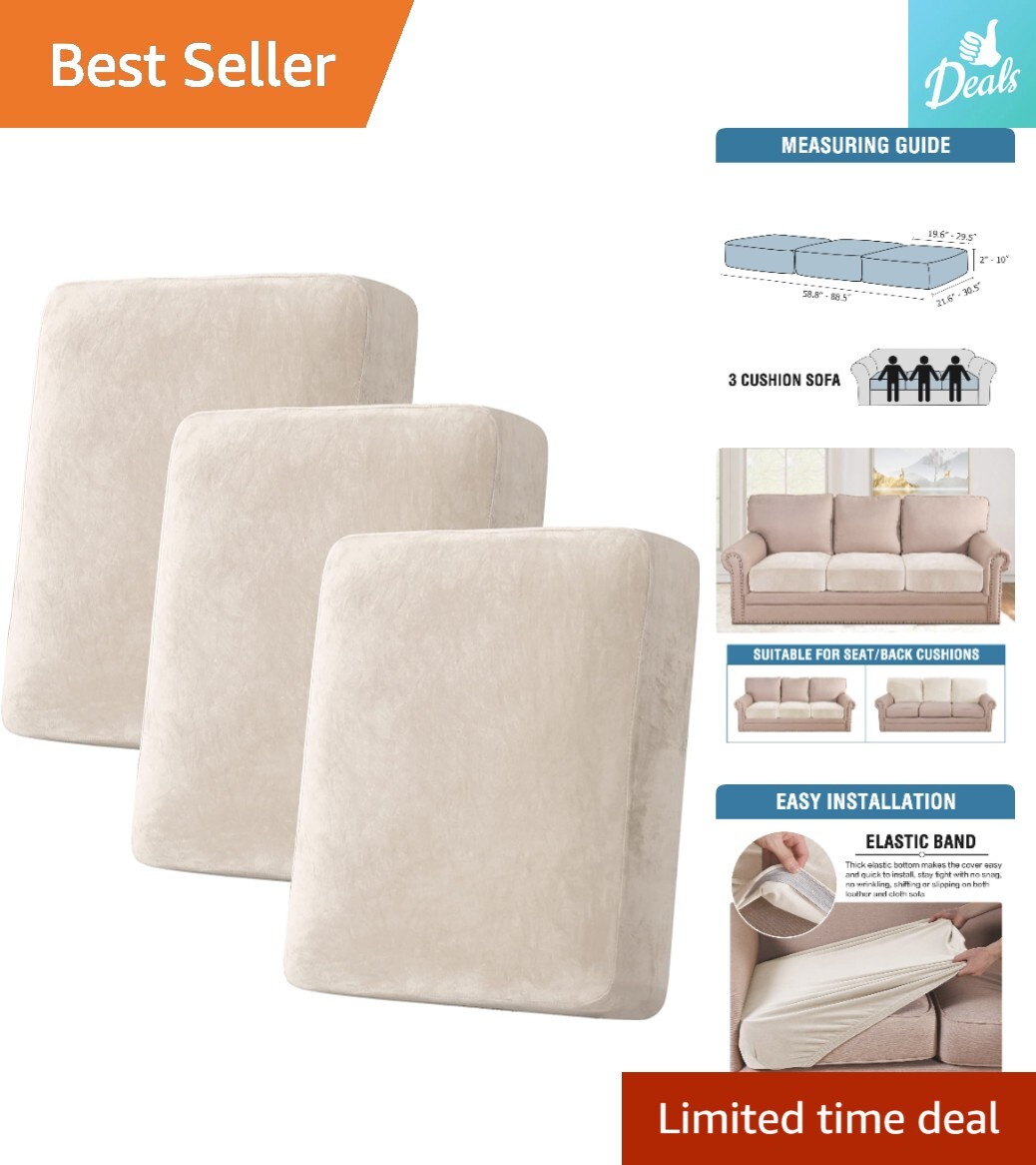 Stretch Velvet Couch Cushion Cover Plush Slipcover for Chair