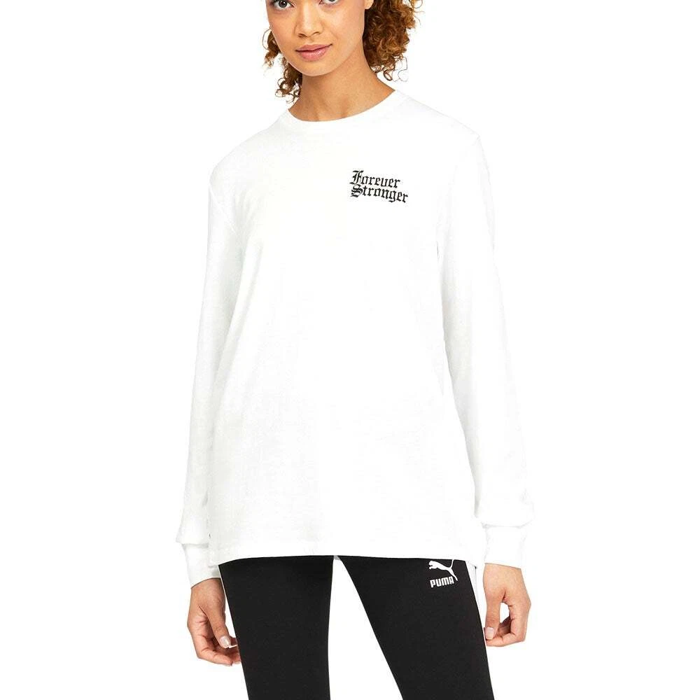 Puma Forever Stronger Ls Tee Inf Womens White Casual Tops 539850-02 | eBay