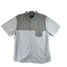 Molokai Surf Co Button Down Shirt Mens Xl Short Sleeve Gray Color Block Casual