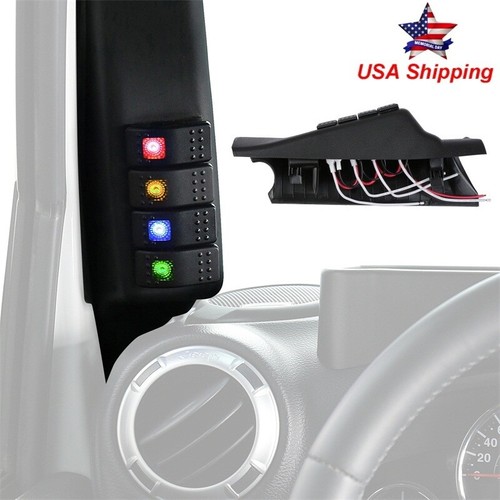 A Pillar Switch Panel Kit 4 LED Black Pod Left Hand for Jeep Wrangler 11-18 JK - Picture 12 of 12