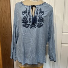 Garnet Hill XL Tunic Top 100% Silk Embroidere...