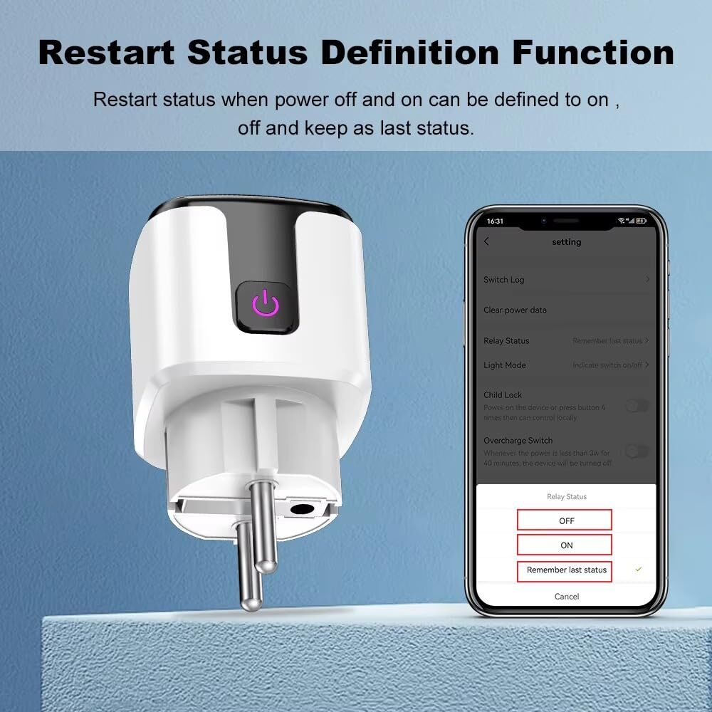 Prise avec contrôle de l'alimentation Tuya Smart WiFi Bluetooth 20A - 3