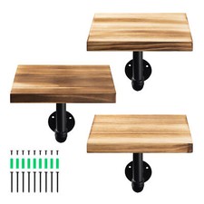 Set 3x Mensole Muro Design Mensoline in Legno Staffa in Ferro 20x15x2cm max 15kg
