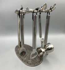 Pottery Barn Halloween Skeleton Hand 5-Piece Bar Tool Set Silver #3018C