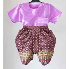 Thai costume for boys, round neck, shoulder cut Jong Kraben Pimthong