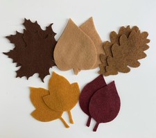 Felt Leaves, fall felt die cuts, felt fall brown leaves assortment