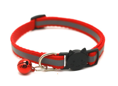  Adjustable Reflective Nylon Breakaway  Cat Collar Bell For kitten  Puppy Pet 