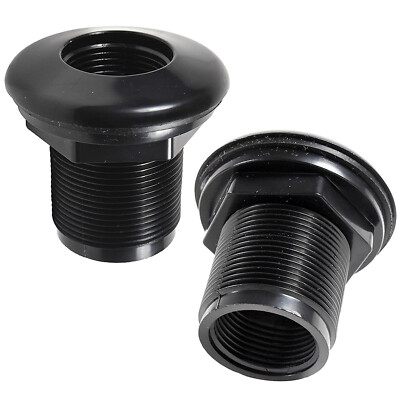 2-Pack HQRP 1'' ABS Plastic Bulkhead Fitting Double Threaded Water Tank Connector
