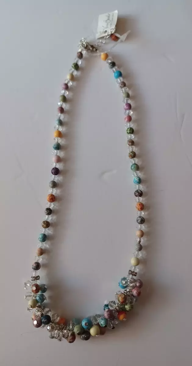 Viva Beads Necklace Multicolor w clear crystal beads eBay