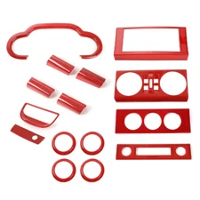 For Jeep Wrangler JK 07-10 15Pcs Red Full Set Interior Decoration Cover Trim Kit