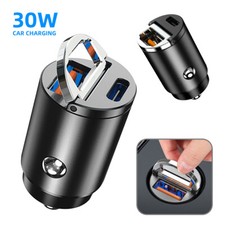 Mini Dual USB Type-C PD QC 2.0 3.0 Car Phone Charger Adapter 30W Fast Charging