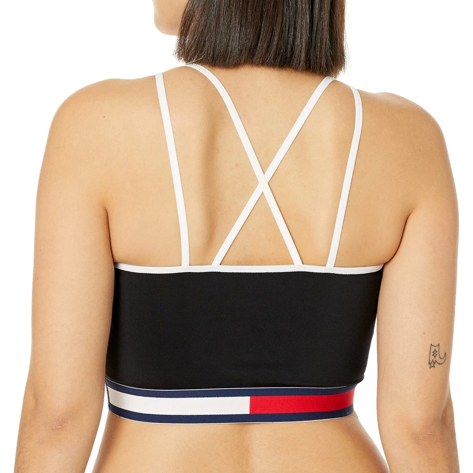 Tommy Hilfiger 女式高性能运动文胸,深黑色,尺寸 S,缺陷 — 第 2/4 张图片