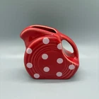 Fiesta White Polka Dots on Scarlet Mini Disc Pitcher | Fiestaware Creamer HLCCA