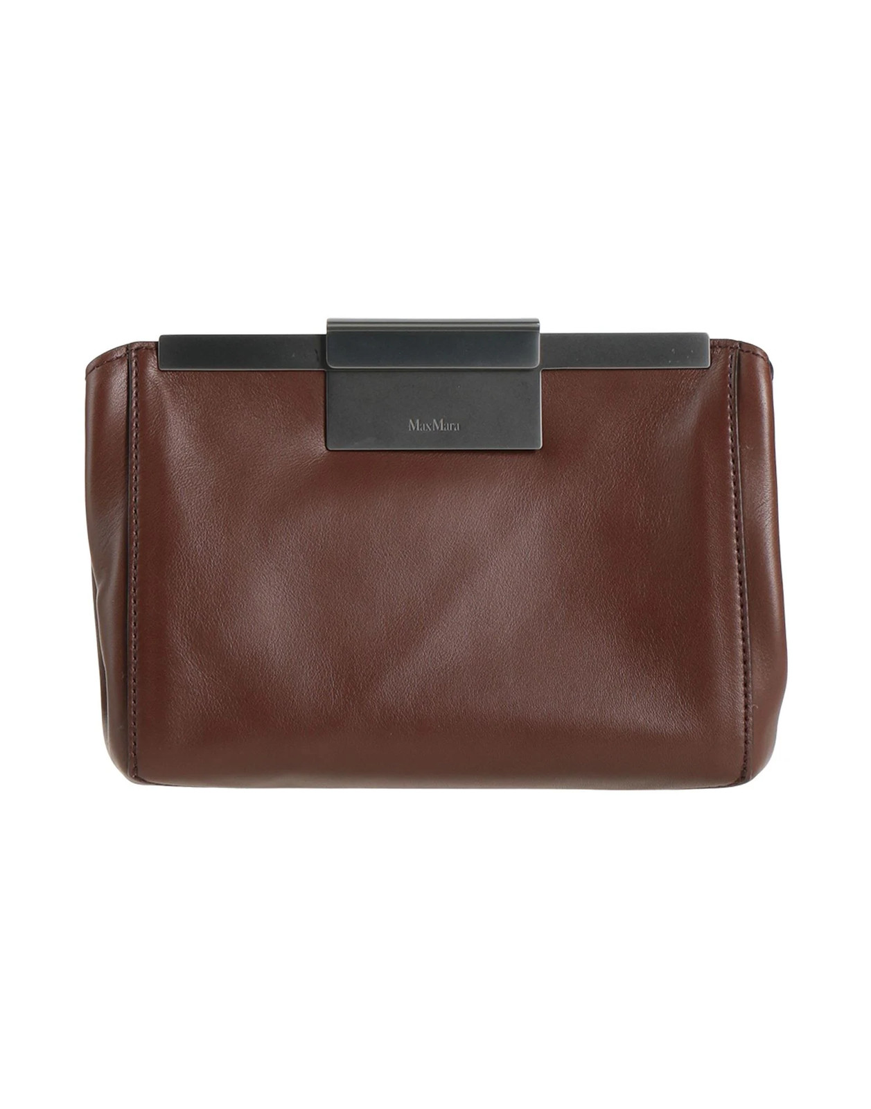 Max Mara - Women - Leather Clutch - Dark brown 246990₽