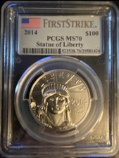 2014 Platinum Eagle 1 oz $100 First Strike PCGS MS70  2800.00 per troy oz