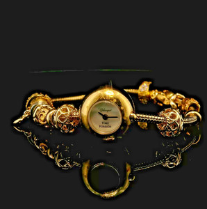 Authentic Gold Plated Pandora Snake Chain Charm Bracelet 14 Charms CZ, Watch 19cm Luxury