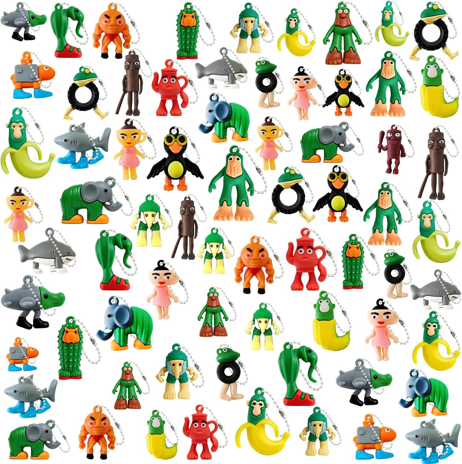 , 2.5 Inch Meme Shark Figures Unique Key C