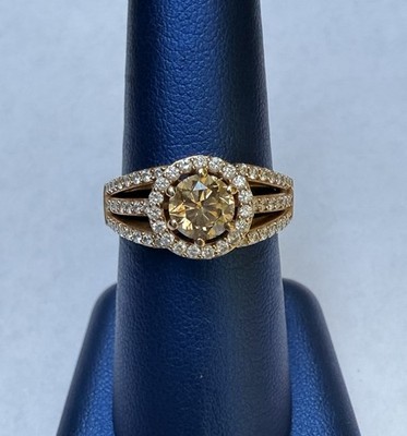 Le Vian 14kt Rotgold Pfirsich Morganit Schokolade Diamant Heiligenschein Ring Größe 8