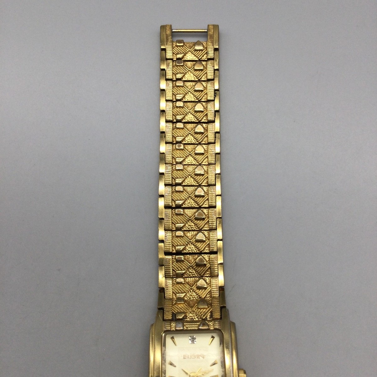 Elgin Womens Watch 20mm Gold Tone Diamond Textured Bracelet New