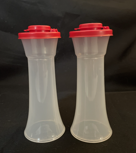 Sablier Tupperware Classic salière et poivrière joints rouges 6 pouces de haut NEUF - Photo 2 sur 3