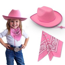 SeptCity Toddler Cowboy Cowgirl Hat and Bandana for Age 2-5 Small, Light Pink
