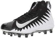 Nike Men's Alpha Menace Pro Mid Football Cleat White/Metallic Silver/Black SZ 12