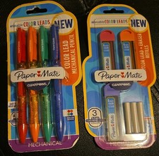Paper Mate Clearpoint 0.7mm Mechanical Pencils 4 Pack Colored Leads Plus Refills