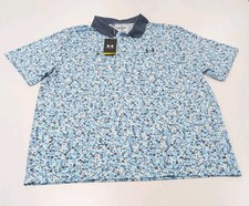 Mens Under Armour Golf Matchplay Floral Print Short Sleeve Shirt Blue Sz 2XL