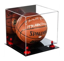 Deluxe Acrylic Basketball Display Case with Red Risers and Mirror (A001-RR)