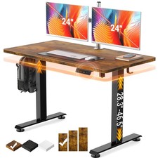 Veken 47.2" Standing Desk, Adjustable Height Office Desk with Wood Desktop, C...