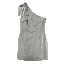 Gianni Bini Dress Womens 12 White One Shoulder Bow Sheath Mini Cocktail NWT