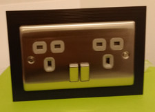 Acoustic Wall Panel Socket Surround BLACK  2-Gang DOUBLE FITS TO YOUR BACK BOX