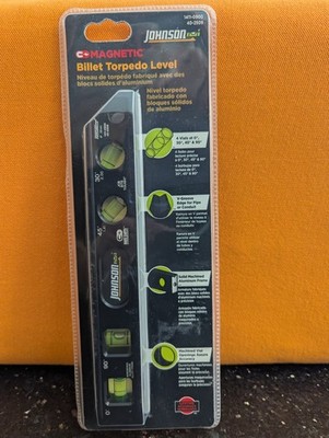 Johnson Level & Tool 1411-0900 Magnetic Billet Torpedo Level 9'', Black