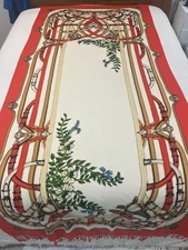 Dana XU 100% Wool Pashmina Scarf Multicolor Floral Buckle Strap 96x43 NWT