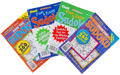 NEW Lot of 4 Penny Press Dell SUDOKU Good Time Fun & Easy Jumbo Puzzle Books