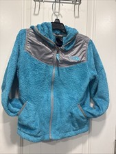 The North Face Girls S/P Size 7-8 Oso Fleece Hoodie Blue Gray Full Zip Jacket