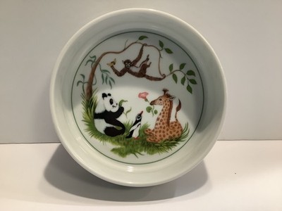 Lynn Chase Jungle Party Child Cereal Soup Bowl Monkey Panda Giraffe Japan 1988