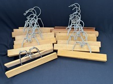 Vintage Wooden Metal Clamp Pants Skirt Hangers Unbranded LOT OF 16