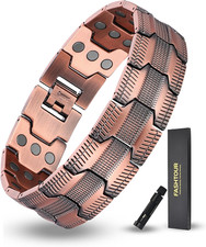 3X Copper Bracelet for Men Triple Ultra Strength Magnets, Masculine Design Pure