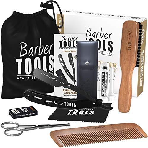 Coffret barbe et rasage homme avec rasoir coupe choux en bois
