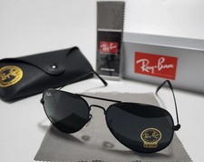 New Ray-Ban 3025-58mm Lens Aviator Sunglasses Black Frame Grey Lenses