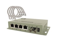 4 Port RJ-45 Gigabit Ethernet to Multimode ST 850nm Fiber Media Converter  M...