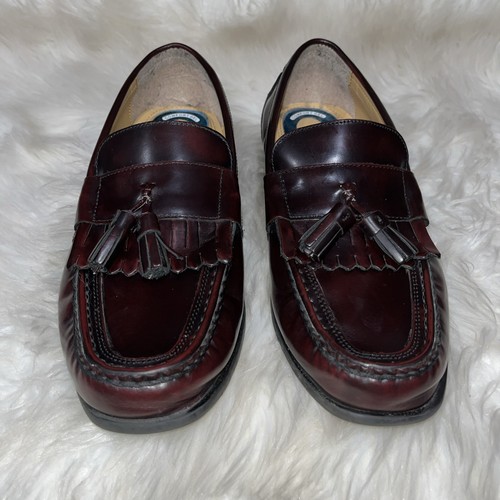 Mocassini uomo Nunn Bush Keaton nappa taglia 10M pelle bordeaux slip-on Oxford - Foto 3 di 14