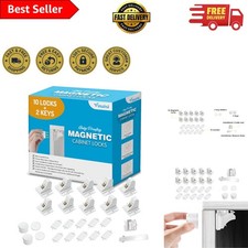 Magnetic Locks for Cabinets - Invisible Safety 10 Locks  2 Keys