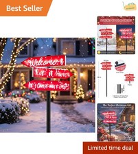 39" Solar Christmas Sign Light with 24 LED Lights - Waterproof Outdoor Decor