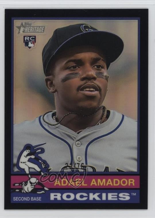 2025 Topps Heritage Chrome Black Border 22/76 Adael Amador #61 10yf