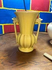 Vintage Nelson McCoy Pottery Yellow Double Handled Art Deco Vase See Video