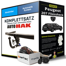 Für PEUGEOT 207 Fliessheck WA,WC Anhängerkupplung abnehmbar +eSatz 13pol uni 06-