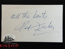 Red Fisher signed 3x5 Index Card JSA COA Hockey Canadiens Sportswriter Auto I295